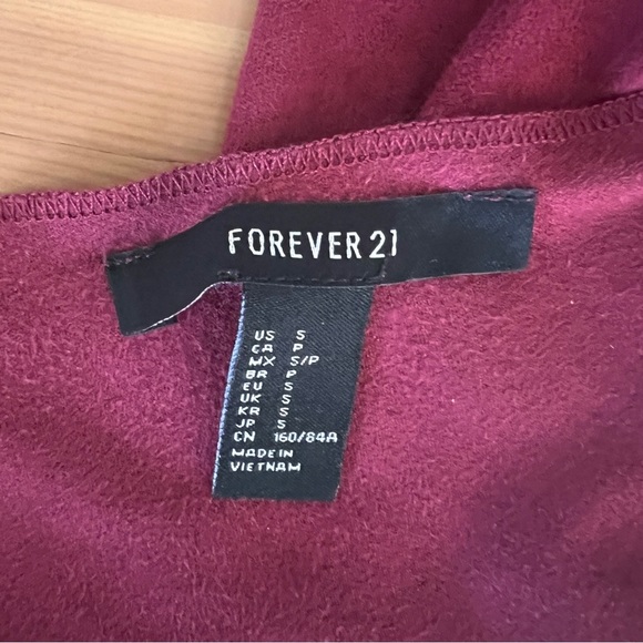 Forever 21 Burgundy Faux Suede Mini Dress Size Small EUC - Picture 4 of 4